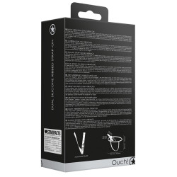 Ouch! Gode ceinture double Dual Ribbed 15 x 3.3cm Noir
